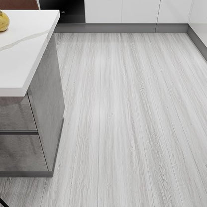 Wood Grain Peel and Stick Floor Tiles, 11.8" W × 394" L, Light Color | Cover 32.29 Sq.ft, Soft wood‑look finish, Easy to cut, Non‑slip texture, Helps protect floors, Removable, Waterproof