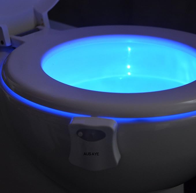 AUSAYE Toilet Night Light, Motion Sensor Lamp 8 Color Changing LED Toilet Bowl Night Light -Funny Unique Christmas Gifts for Mom Him Men Her Kids Stocking Stuffers