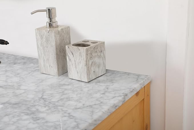 48" Pre-Assembled Bathroom Vanity with Sink, Solid Birch and MDF, Carrara White Marble Countertop Attached, Single Rectangle Porcelain Sink, 6 Soft-Close Drawers, Natural Wood