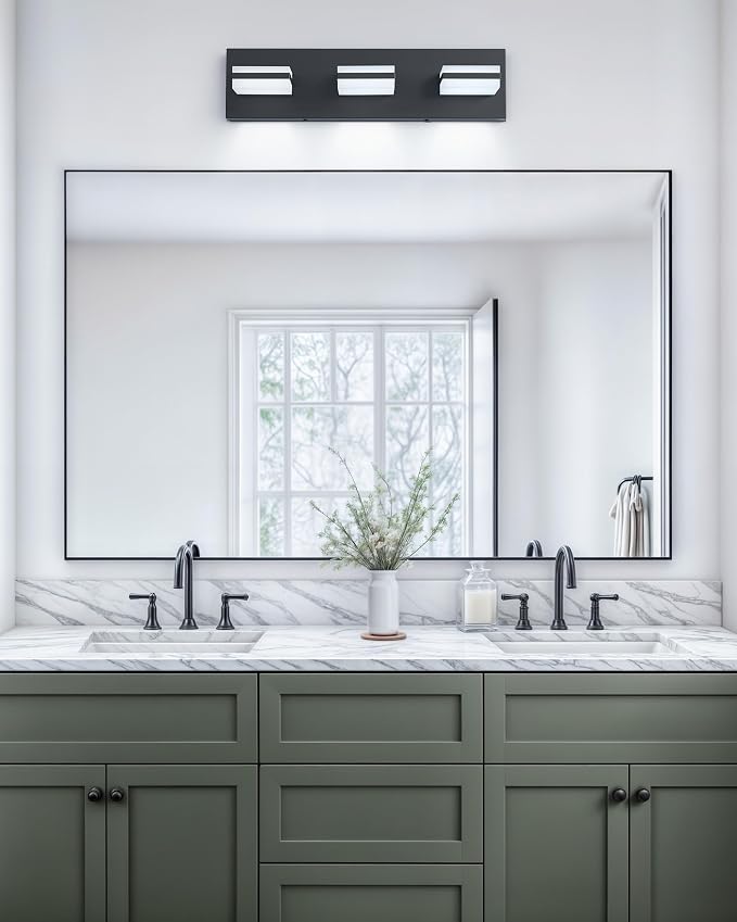 VONLUCE LED Modern Bathroom Vanity Light Fixture, Matte Black | 18'', 3-Light, 3CCT, 360° Rotate, High CRI, Flicker-free, Dimmable, Memory Function, Waterproof IP44, Easy Installation
