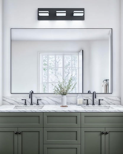 VONLUCE LED Modern Bathroom Vanity Light Fixture, Matte Black | 18'', 3-Light, 3CCT, 360° Rotate, High CRI, Flicker-free, Dimmable, Memory Function, Waterproof IP44, Easy Installation