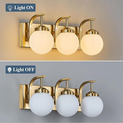 3 Lights Bathroom Vanity Light Fixtures Over Mirror Modern Gold Wall Sconce Vanity Light for Bathroom Lighting