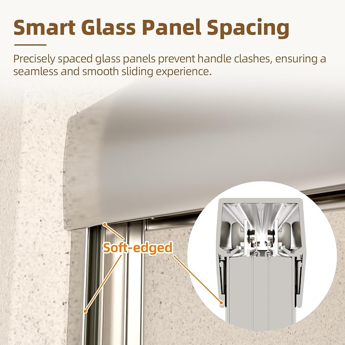 Royal Guard Double Sliding Shower Door,56-60" W x 70" H,Chrome | Shower Doors with 6mm Clear SGCC Tempered Glass,Bypass Shower Enclosure,Nano Coating Easy Clean&Waterproof&Adjustable Width