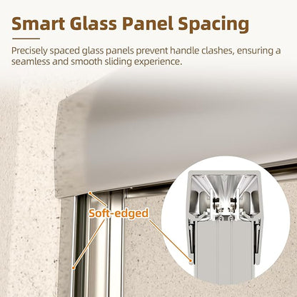 Royal Guard Double Sliding Shower Door,44-48" W x 70" H,Chrome | Shower Doors with 6mm Clear SGCC Tempered Glass,Bypass Shower Enclosure,Nano Coating Easy Clean&Waterproof&Adjustable Width