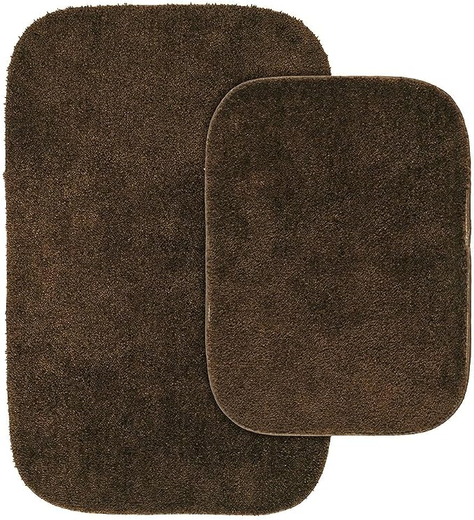 Garland Rug Traditional Nylon Washable Chocolate 2 Bath Rugs (17" X 24", 21" X 34") - Soft, Absorbent, And Stylish for Your Bathroom