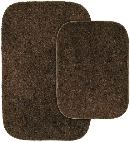 Garland Rug Traditional Nylon Washable Chocolate 2 Bath Rugs (17" X 24", 21" X 34") - Soft, Absorbent, And Stylish for Your Bathroom