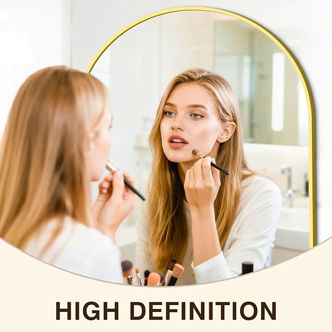 Arched Bathroom Vanity Mirror for Over Sink, 2 Pack 36”x24”, Gold | HD Tempered Glass, Anti-Rust Metal Frame, Hanging or Leaning, Wall Mirrors for Bathroom Sink, Bedroom, Living Room, Entryway