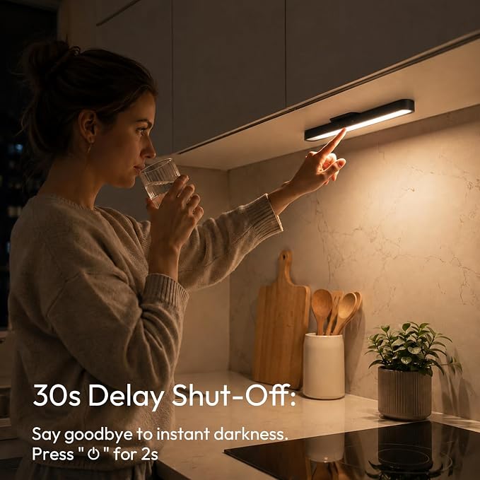 Mirror Light Bar, 2600mAh Rechargeable LED Stick on Vanity Lights for Mirror, 3 Color Modes Stepless Dimming Makeup Lights, Magnetic Wireless LED Lights for Bathroom Mirror, Closet(Black)