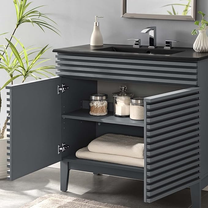 Modway Render 36" Bathroom Vanity in Gray Black