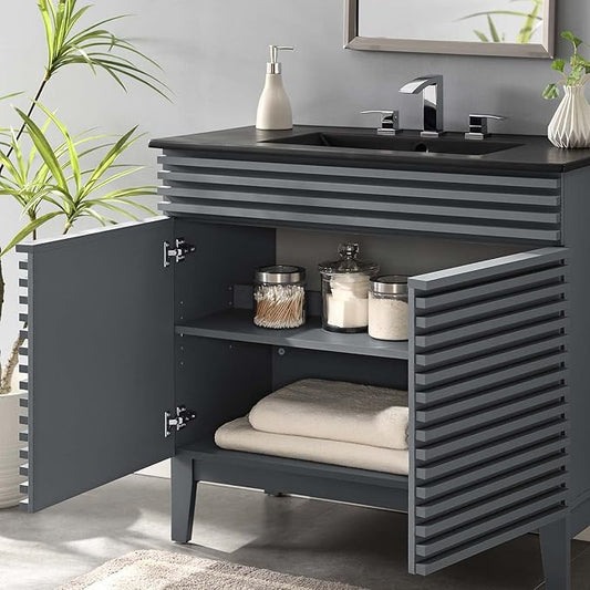 Modway Render 36" Bathroom Vanity in Gray Black