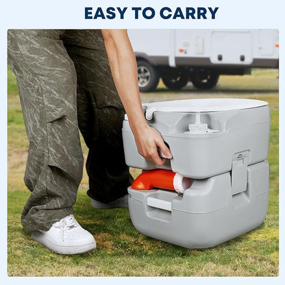 Kohree 5.8 Gal Camping Toilet: Portable Toilet for Adults with Diagonal Elongated Bowl Seat, Large Waste Tank, Leak-Proof Cassette with Level Indicator, RV Travel Porta Potty for Boat Trip Home Use