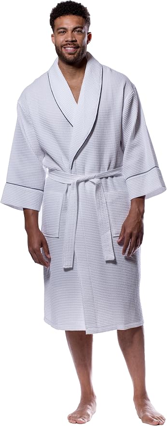 Turquaz Womens Lightweight Waffle Kimono Bathrobe for Men - Soft Quick-Dry Spa & Summer Towel Robe, Cotton Blend