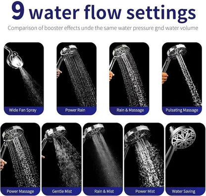 Filtered Shower Head with Handheld, Magnetic Adjustable, Chome | High Pressure 9 Spray Modes, 10-Stage Water Filtration System, Anti-Clog Nozzles, 60-Inch Long Hose