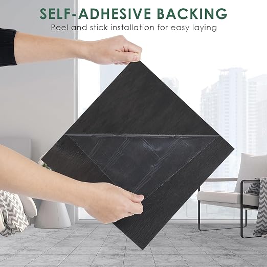 VallisCo 30-Piece Peel and Stick Floor Tiles, 12x12 Covers 30 Sq. Ft. Waterproof Vinyl Flooring, Renter-Friendly Self-Adhesive Floor Stickers for Kitchen, Bathroom, RV, Basement & Home DIY Dark Gray