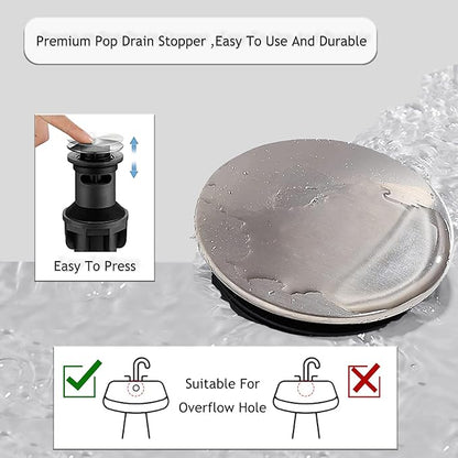 HOTIS Brushed Nickel Bathroom Faucet, Single Hole Bath Sink Faucet with Pop-up Drain, Suitable for 1 or 3 Hole Installation, Single Handle for Bathroom Sink, RV and Vanity, HT-HJ-052L-D