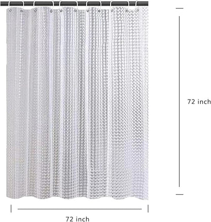 Clear Shower Curtain Liner, 100% Waterproof EVA 3D Shower Curtains with 3 Duty Heavy Bottom Magnets and 12 Rust Proof Grommets, 72x72 Weighted Shower Liner for Shower Stall, Bathtubs