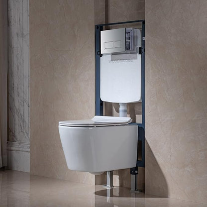 WOODBRIDGE In-Wall Toilet Tank with Polished Chrome Actuator Plate, 0.8 GPF/1.60 GPF Dual Flush,Carrier System for 2 x 4 stud installation, WHTA001