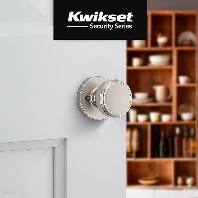 Kwikset Maven Dummy Door Knob, Single Sided Round Handle for Closets, French Double Doors, and Pantry, Satin Nickel Non-Turning Interior Push/Pull Door Knob, with Microban Protection