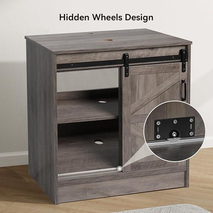 30" Barn Door Bathroom Vanity, Farmhouse Style Standing Pedestal Cabinet Without Sink