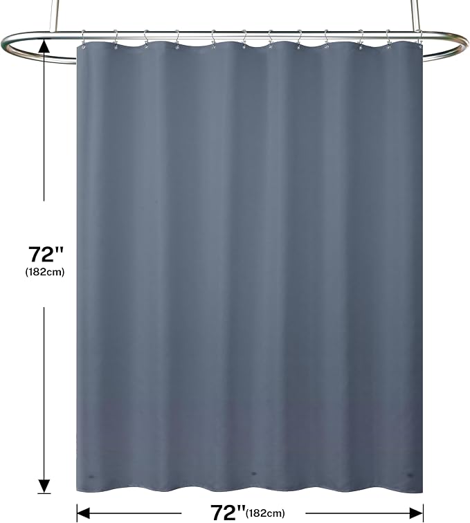 Shower Curtain and Liner, 3 in 1 Shower Curtain Set with 12 Double Sided Shower Curtain Hooks, Cloth Shower Curtains for Bathroom,Waterproof, Moonlight Blue 72 * 72