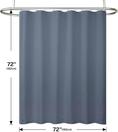 Shower Curtain and Liner, 3 in 1 Shower Curtain Set with 12 Double Sided Shower Curtain Hooks, Cloth Shower Curtains for Bathroom,Waterproof, Moonlight Blue 72 * 72