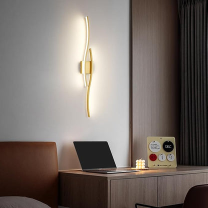 Modern Wall Sconces, Gold Wall Light Fixtures for Bedroom,3000K-6000K LED Wall Light for Living Room, Hallway, Bedroom