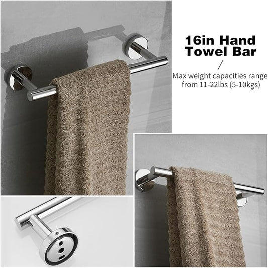 5pcs Bathroom Hardware Set, Brushed Nickel Bathroom Hardware Set, Including 16" Hand Towel Bars, Toilet Paper Holders, Towel Rings, Robe Towel Hooks | Including 16" Hand Towel Bars, Toilet Paper Holders, Towel Rings, Robe Towel Hooks