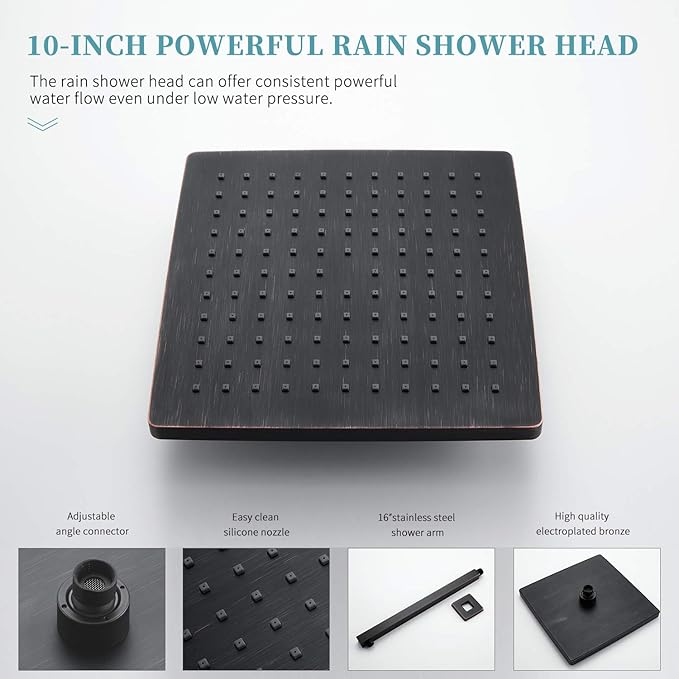 Gabrylly Rain Shower Head with handheld Shower System, Shower Faucet Set with High Pressure 10" Rain Shower head Set, 2 Way Shower Valve Kit, Oil Rubbed Bronze