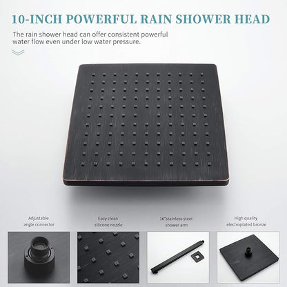 Gabrylly Rain Shower Head with handheld Shower System, Shower Faucet Set with High Pressure 10" Rain Shower head Set, 2 Way Shower Valve Kit, Oil Rubbed Bronze