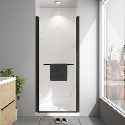32"-34" W x 72" H Frameless Pivot Shower Door Matte Black | 1/4"(6mm) SGCC Tempered Glass with Explosion-Proof Film &Nano Coating,Customizable Width