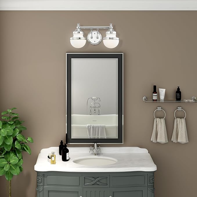 Livex Lighting 5712-05 Transitional Two Light Bath Vanity from Oldwick Collection Finish, Polished Chrome 15 x 7.25 x 8.25