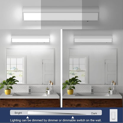 LED Modern Bathroom Vanity Light Fixtures (24-Inch, 5CCT, Dimmable), Modern Acrylic Bathroom Wall Lighting Fixtures Over Mirror, Chrome