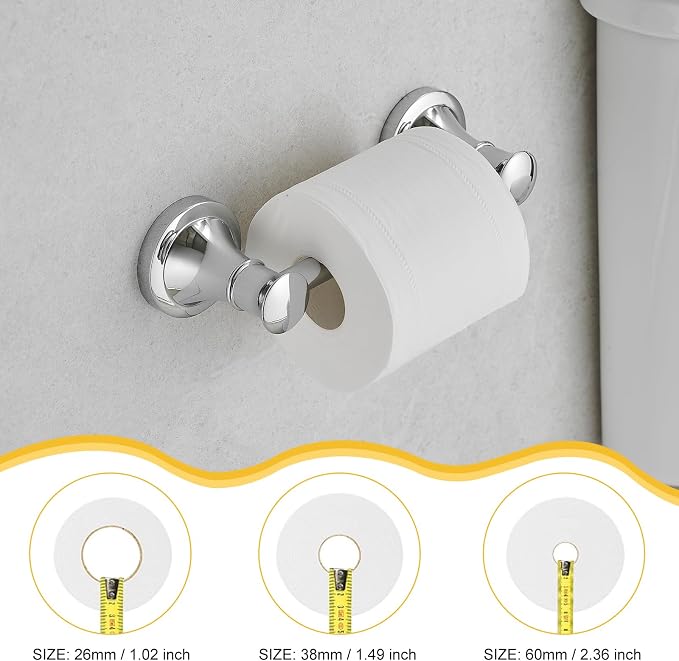 Bathroom Toilet Paper Holder Wall Mount Tissue Holder Polished Chrome | Rustproof Toilet Tissue Roll Holder, Flexible Double Post Pivoting Handle, Bathroom Accessories SUS304 Stainless Steel