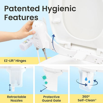LUXE Bidet WHIFT 320 - Warm Water Deodorizing Bidet Attachment, White | Non-Electric, Built-In Deodorizing Spray, Warm Water, Lemon Refill Included, Easy Slide-In Install, Rear & Feminine Wash