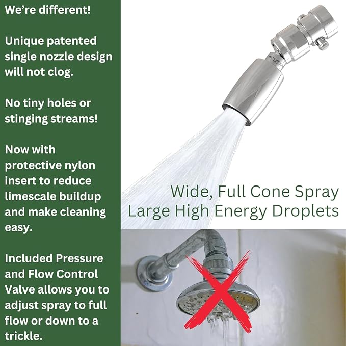High Sierra® - CLASSIC™ Solid Lead-Free Metal 2.0 GPM Award Winning. High Pressure Shower Head with Trickle Valve. Patented Nozzle Never Clogs - Oil Rubbed Bronze Finish