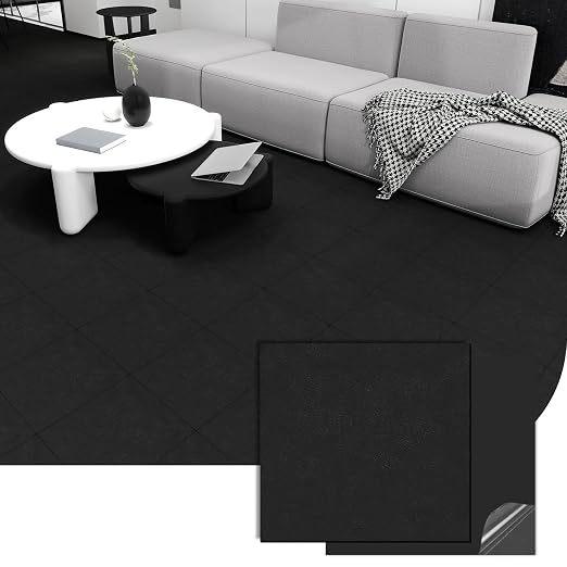 30-Pack 12"x12" Peel and Stick Floor Tiles Waterproof Self Adhesive Vinyl DIY Flooring for Bedroom, Bathroom, Kitchen, RV, Cover 30 Sq. Ft, Matte Black