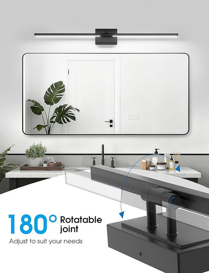 VOLISUN Bathroom Vanity Light 48 inch, 5CCT Dimmable, 40W LED Bathroom Light Fixture Over Mirror, Black Bar Vanity Lights for Bathrooms Mirror Cabinets