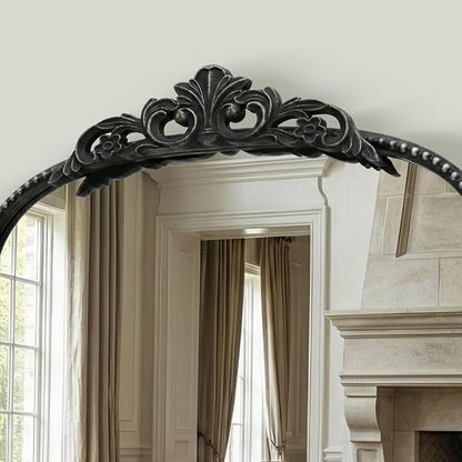 Micasso Black Full Length Mirror: 21''x56'' Baroque Vintage Floor Mirror | Traditional Ornate Antique Long Body Mirror for Wall/Dressing Room/Cloakroom/Bedroom/Entryway/Hallway/Fireplace/Living Room