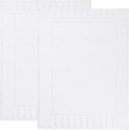 Superior 100% Cotton Bathmat Set, Bath Mats, Bathroom Decor, Shower, Bathtub Essentials, Home Accessories, Washable Rug, No Backing, Heavyweight, Leo Collection, Set of 2, 22" x 35", White