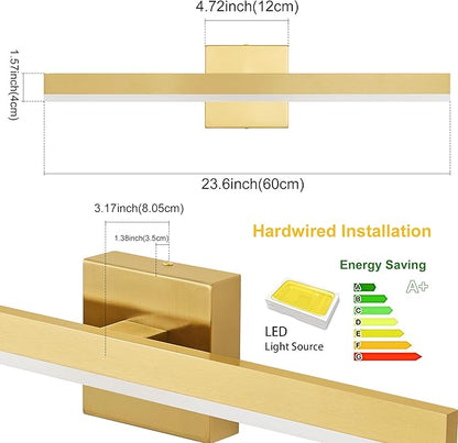Gold Bathroom Vanity Light 23.6 inch, 20W Dimmable 5CCT LED Modern Bathroom Light Fixture Over Mirror Hardwired - ETL Certificated