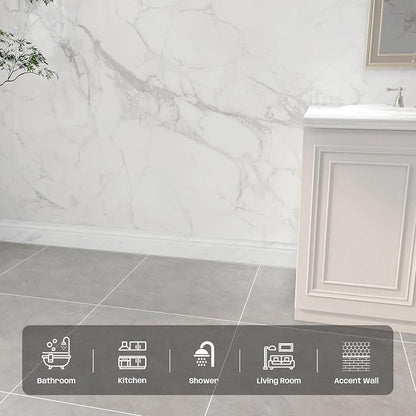 Carrara White Marble Baseboard Trim Molding, Polished, 4 Pcs | 5"x12"Marble Wall Skirting Base Trim Moulding for Shower Bathroom Kitchen Backsplash, Protects Wall, Easy to Install, Durable