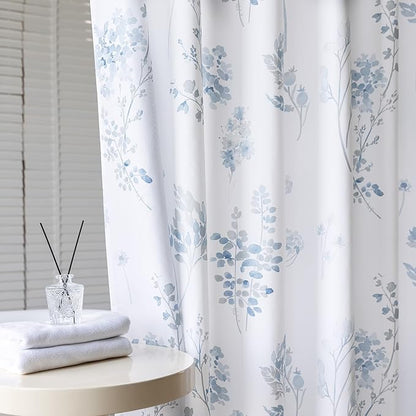 Light Blue Grey Small Stall Shower Curtain,Waterproof Fabirc Dusty Blue and White Grand Millenial Shower Curtains for Bathroom with Hooks 36x72