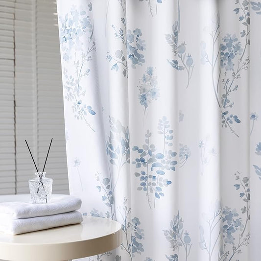Light Blue Grey Small Stall Shower Curtain,Waterproof Fabirc Dusty Blue and White Grand Millenial Shower Curtains for Bathroom with Hooks 36x72