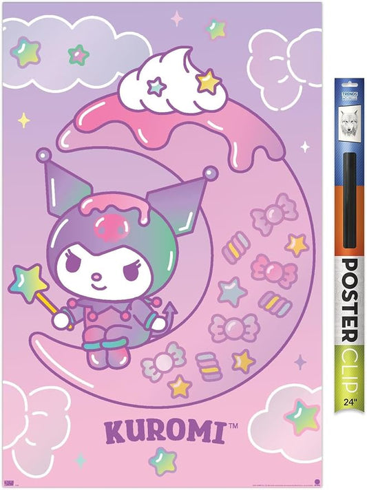 Trends International Hello Kitty and Friends: 24 Dreamland - Kuromi Wall Poster, 34L x 22.4W, Premium Poster & Clip Bundle