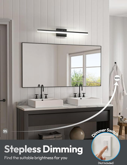 VOLISUN Modern Bathroom Vanity Light 31.5 inch, 28W Dimmable 5CCT Led Bathroom Light Fixture Over Mirror, Black Bar Vanity Light for Bathrooms Mirror Cabinets Bedroom-ETL Certificated