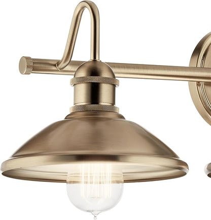 Kichler Clyde 3 Light Bathroom Vanity in a Rich Champagne Bronze Finish, for Bathrooms, (7.25" H x 26.5" W x 8.25" Ext.), 45945CPZ