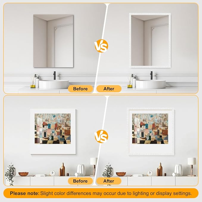 3 Pack 16.4FT White Peel and Stick Crown Molding Trim Kit – Decorative Mirror Border, Flexible Adhesive Trim for Doors, Cabinets & Mirrors