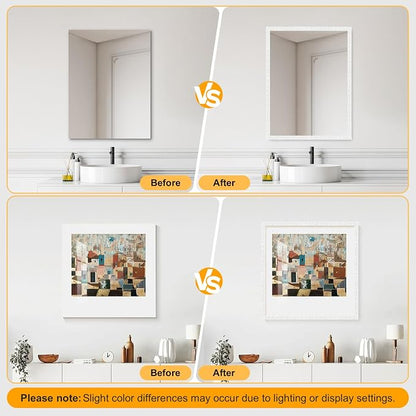 16.4FT x 1.02'' White Peel and Stick Crown Molding Trim – Flexible Decorative Mirror Frame Border, Self-Adhesive Molding for Bathroom Doors & Mirrors