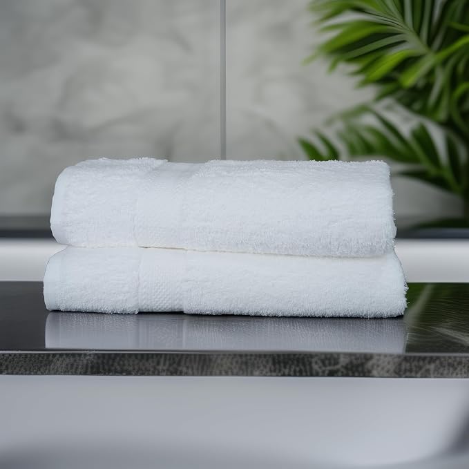 Commercial Bulk Pack of 12 Bath Towels – 100% Cotton Terry 24" x 48" – Ideal for Hotels, Salons, Gyms, Spas & Institutional Use – White
