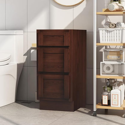 Vanity Art 15 Inch Bathroom Vanity Small Base Cabinet with 3 Soft Closing Shaker Drawers, Strudy Floor Mount Cabinets for Storage Shaving, Washroom Accessories, VA4015-3B